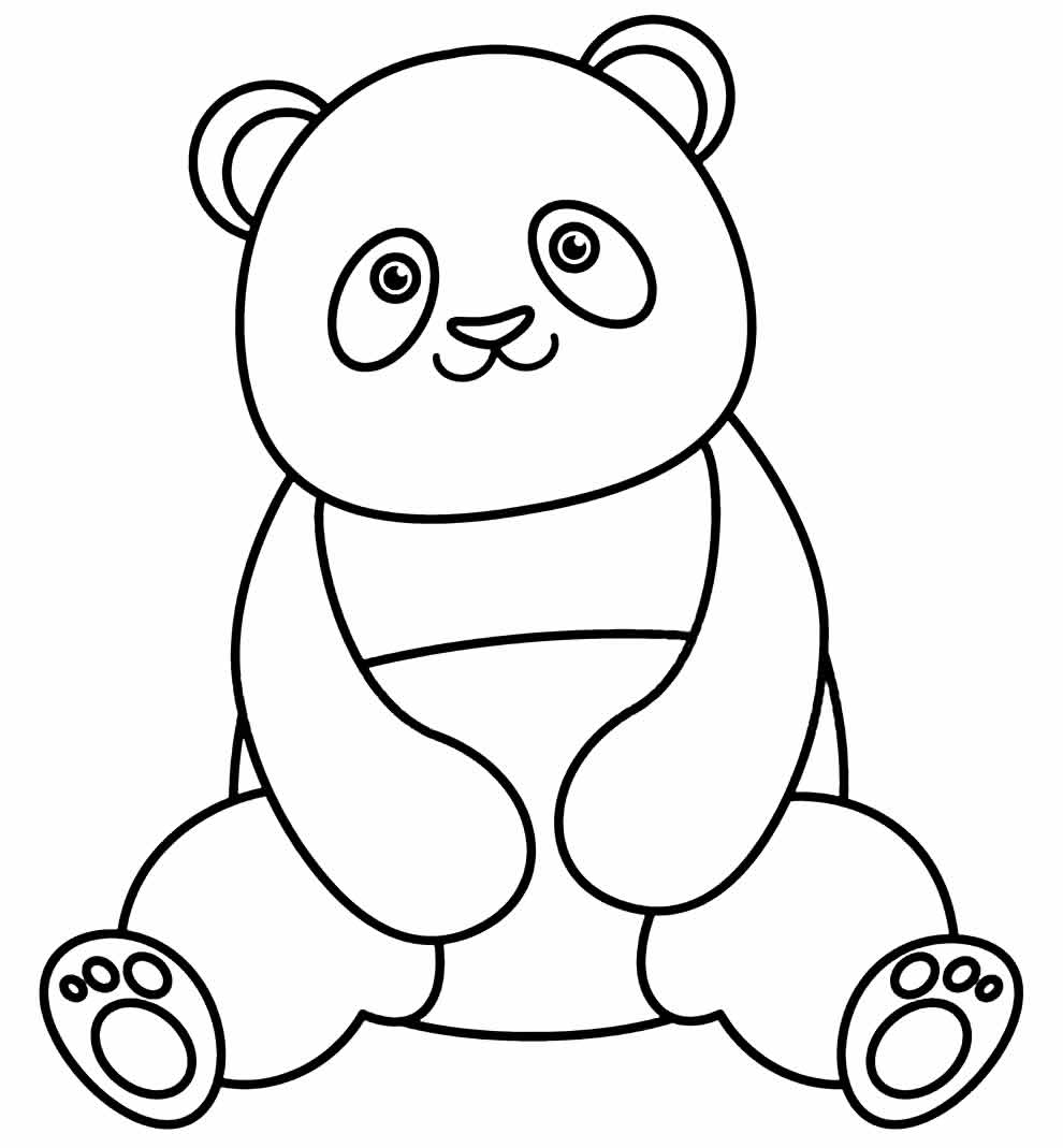 Desenho de Panda para colorir fácil - Imagem Kawaii Molde para