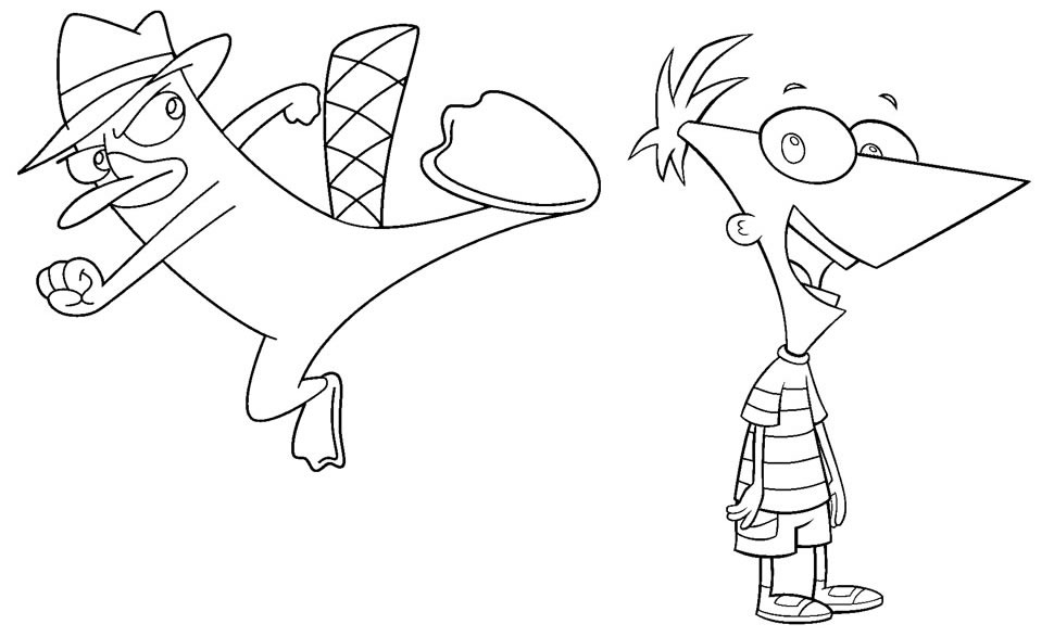 Desenho de Phineas e Ferb para pintar