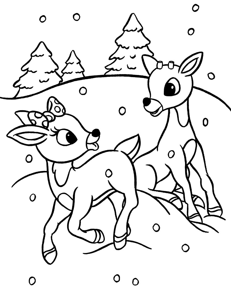 Feliz natal rena fofa desenhando com enfeites de natal desenho para colorir