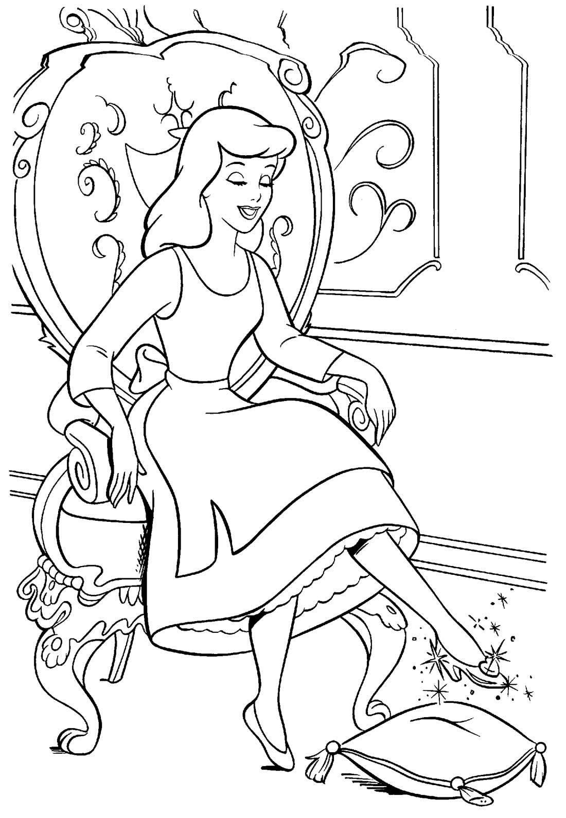 Desenho da Cinderela para pintar