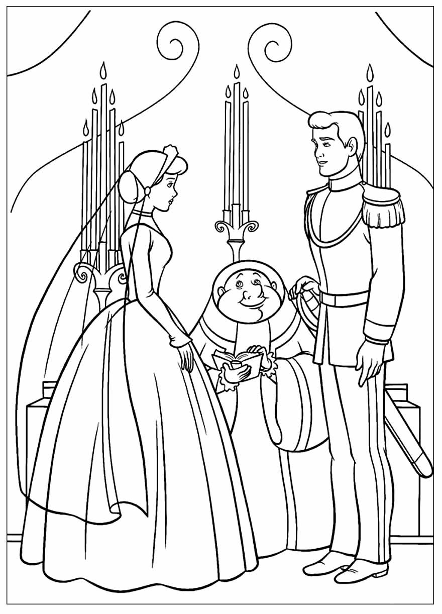Lindo desenho da Cinderela e o Príncipe para colorir
