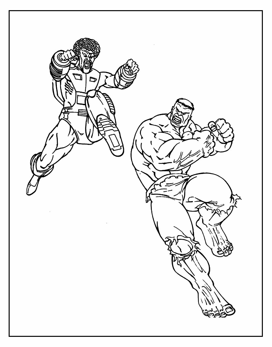 Desenhos para colorir Hulk lutando