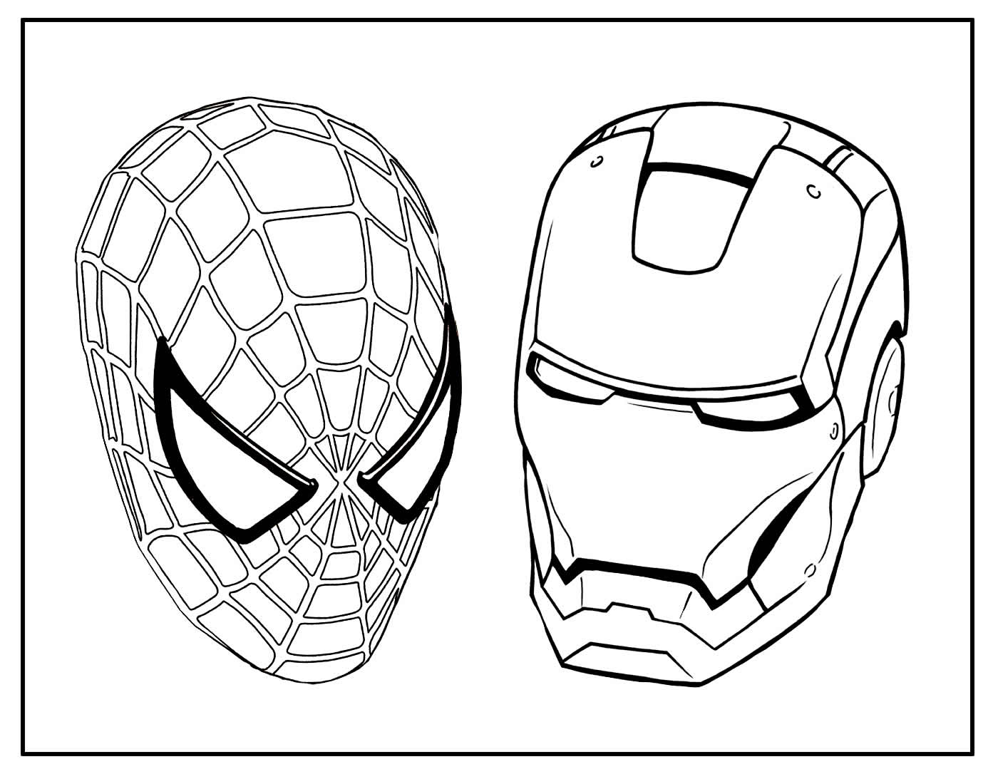 Página para colorir Homem-Aranha e Homem de Ferro