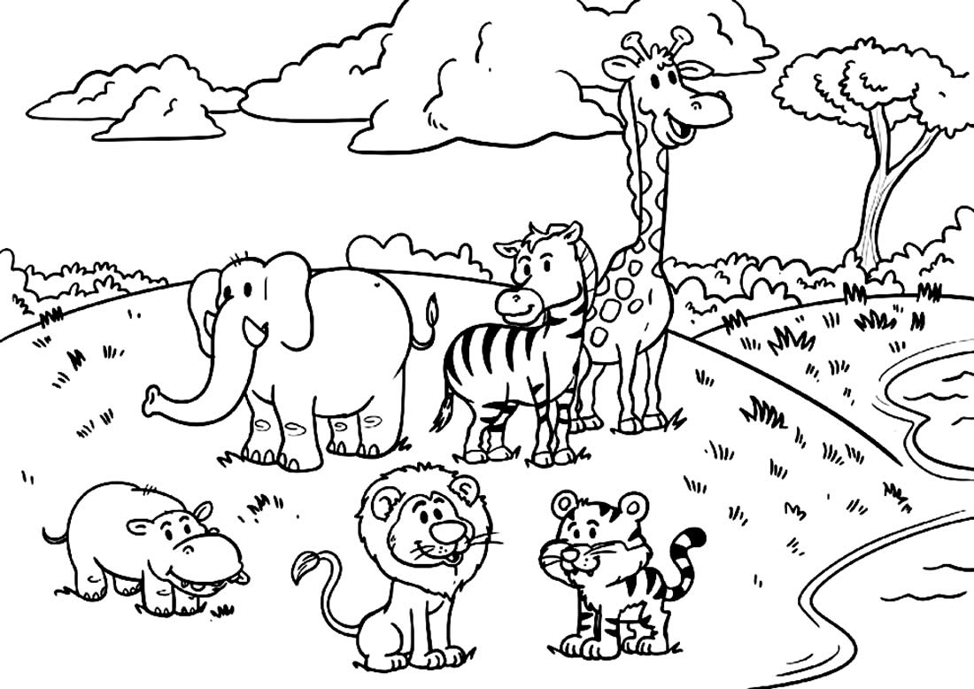 Imagem de animais do safari para pintar