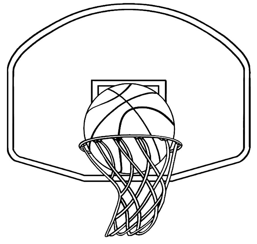 Desenho de cesta de basquete para pintar