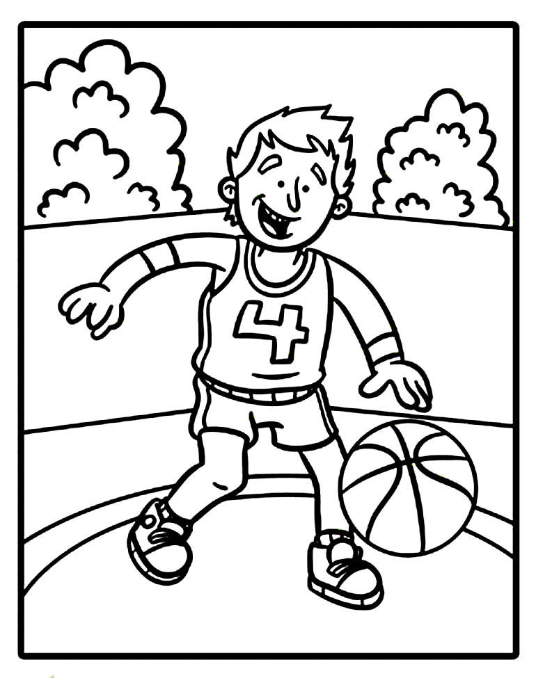 Desenho de jogador de basquete para pintar