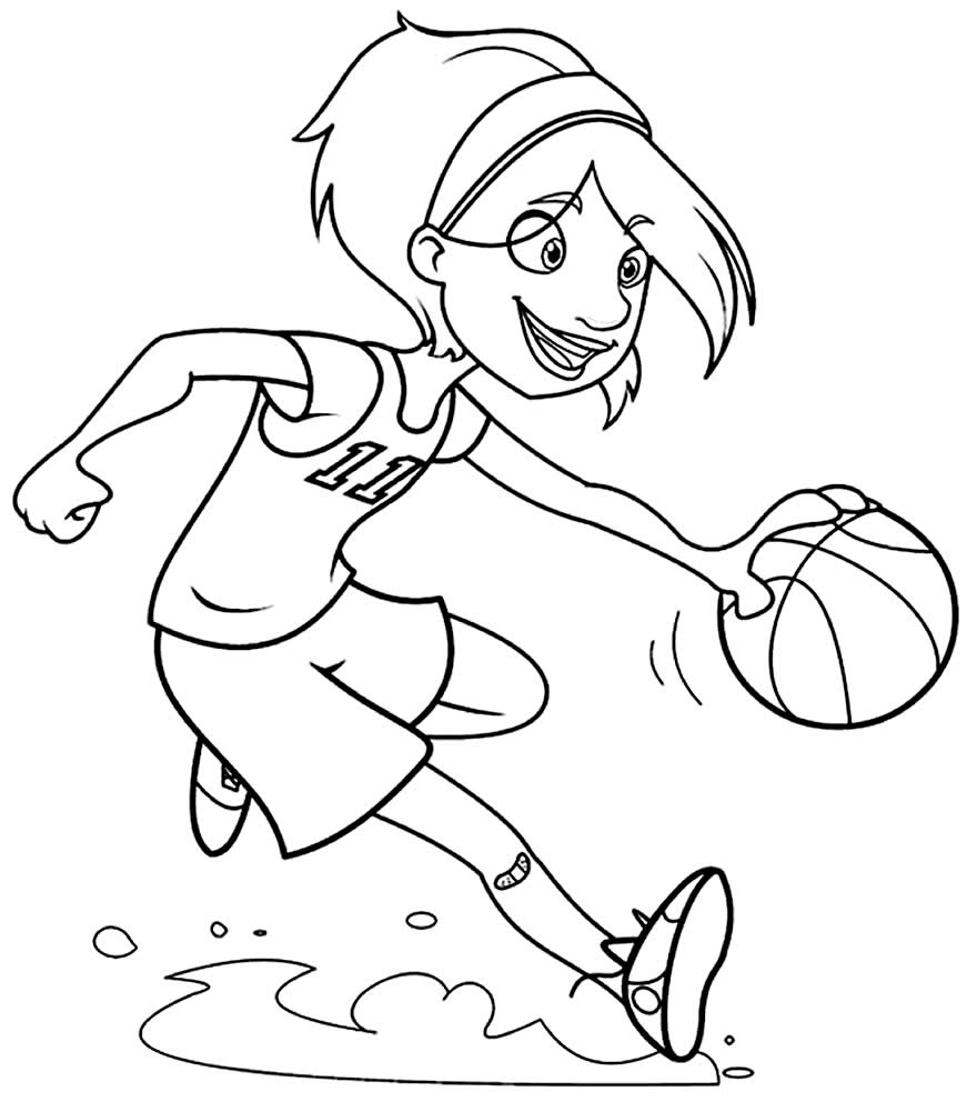 Desenho de jogadora de basquete para pintar