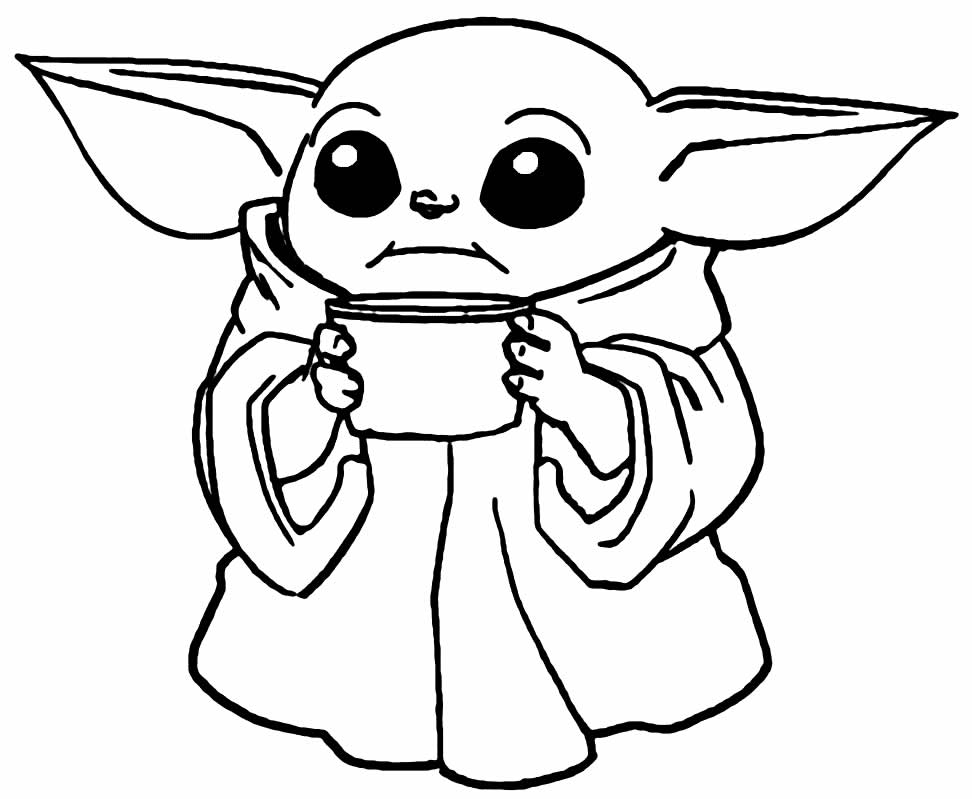 Desenhos de Baby Yoda para pintar