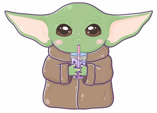 Desenho colorido do Baby Yoda