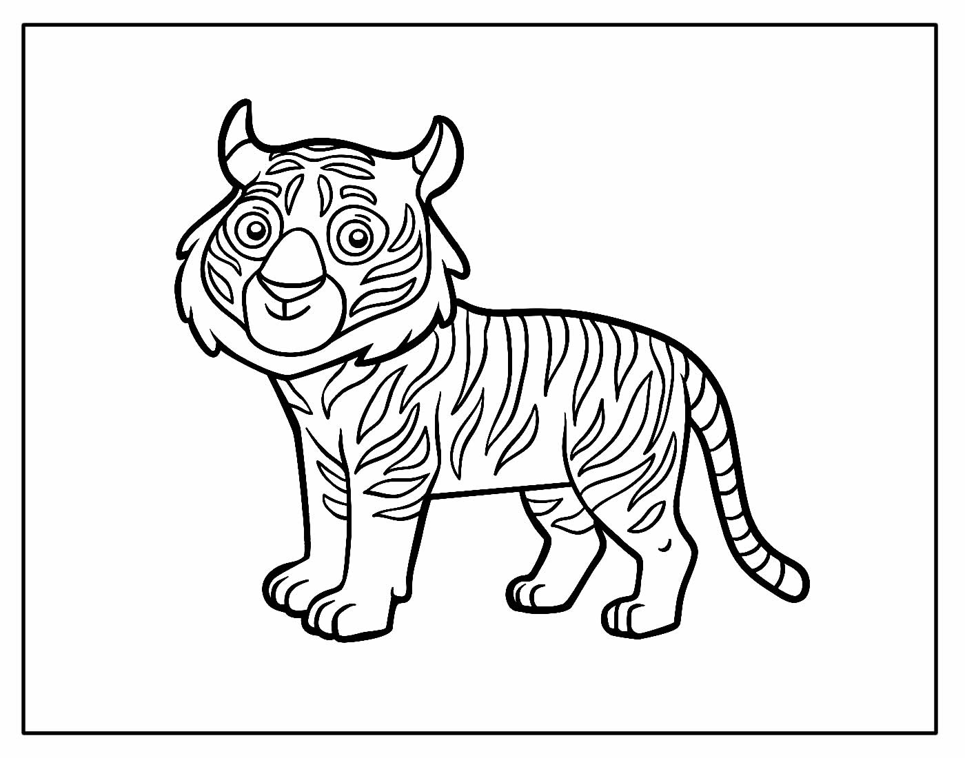 Desenho para colorir de Tigre fofo