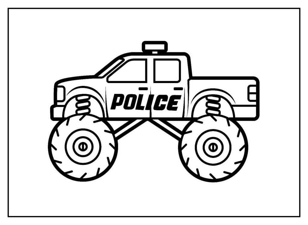 Desenhos de Picape - Monster Truck - Colorir - Polícia