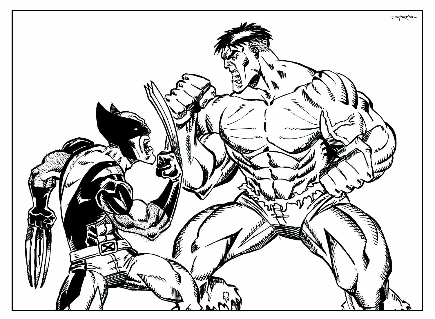 Desenhos do Wolverine e Hulk para colorir