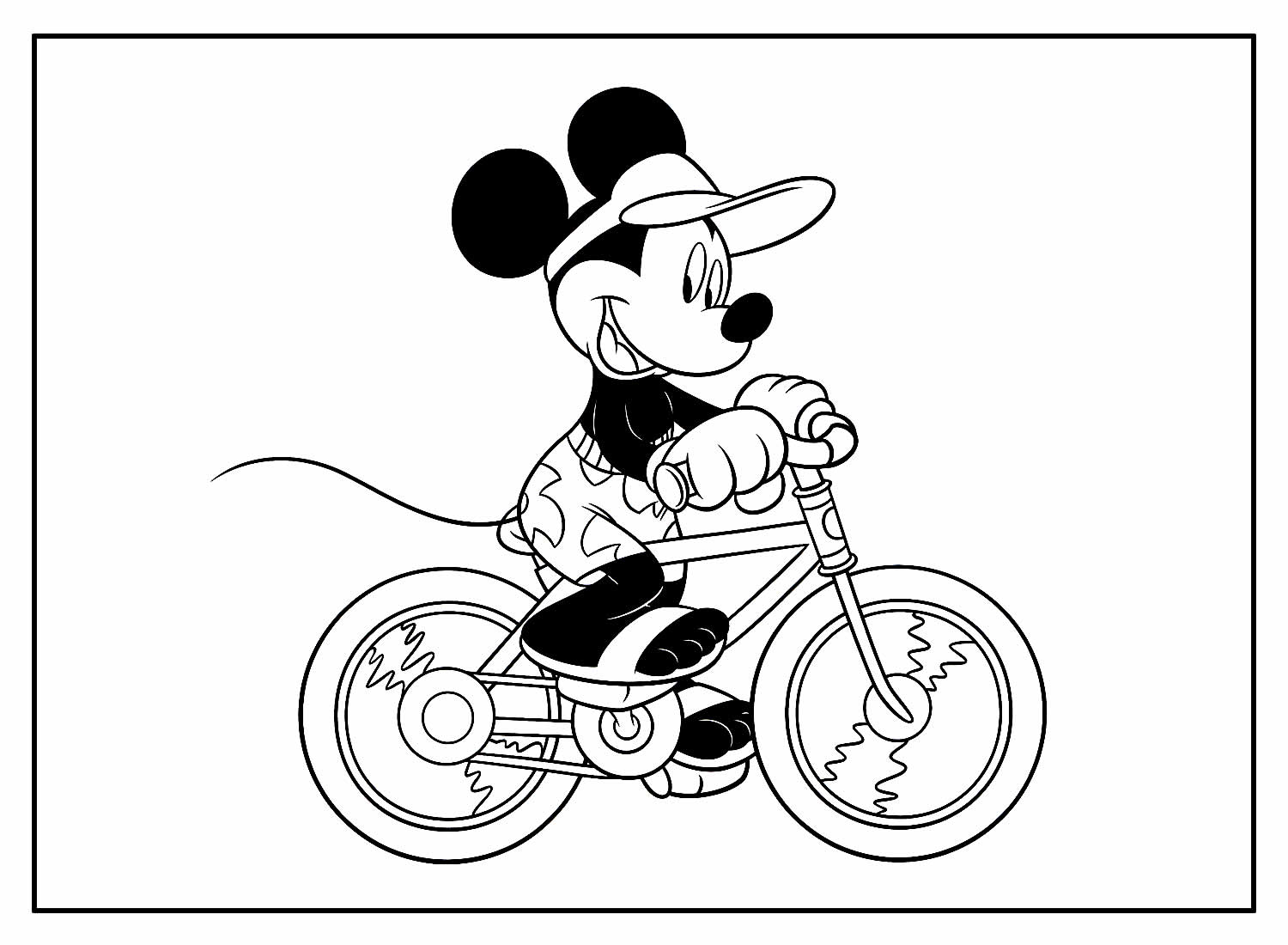 Desenhos Mickey de Bicicleta para Colorir
