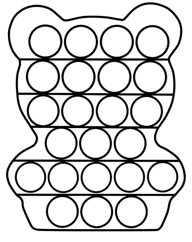 Desenho de Ursinho Pop It para colorir