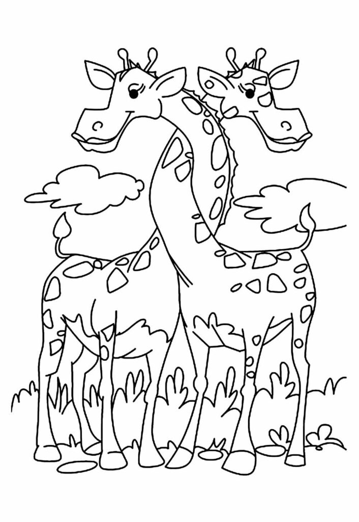 Desenho de Girafas para pintar