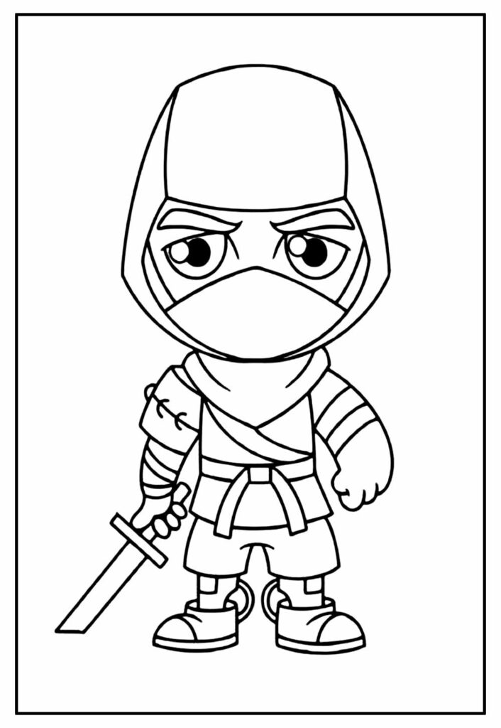 Desenhos de Ninja em Ação 1 para Colorir e Imprimir 
