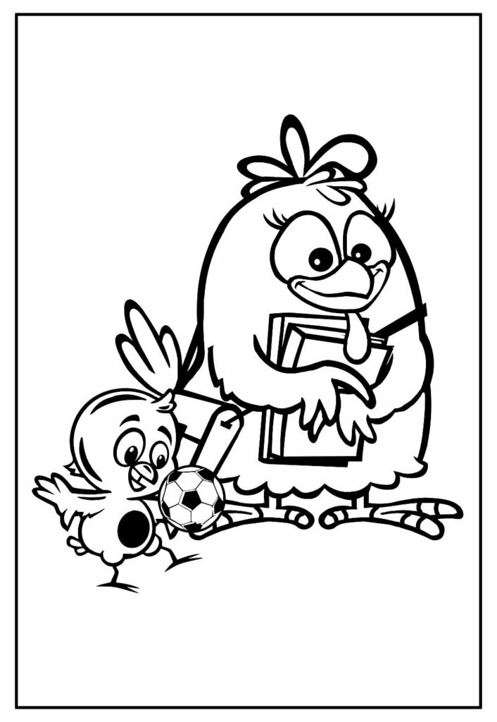 Desenho da Galinha Pintadinha e do Pintinho Amarelinho para colorir