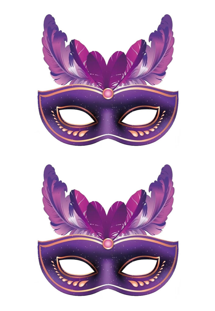 Máscara Colorida de Carnaval para Imprimir