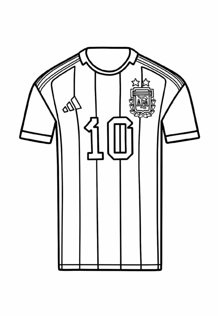 Desenho da Camisa de Messi - Argentina - Padrão - Colorir