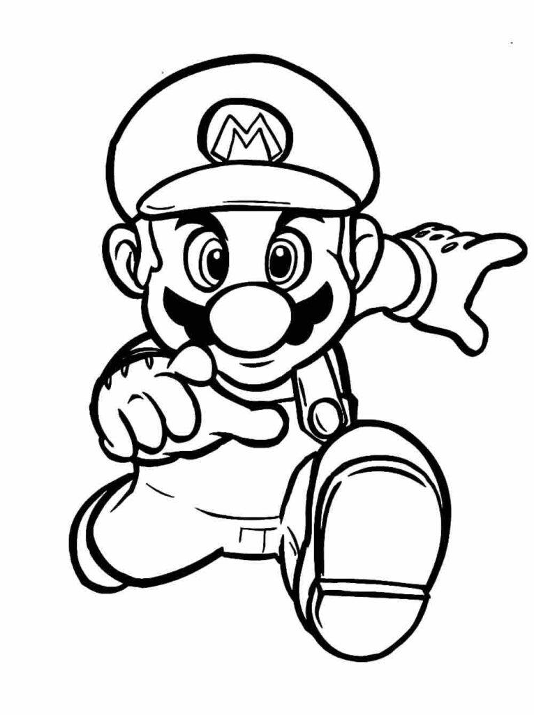 Desenho de Mario Bros para pintar e colorir
