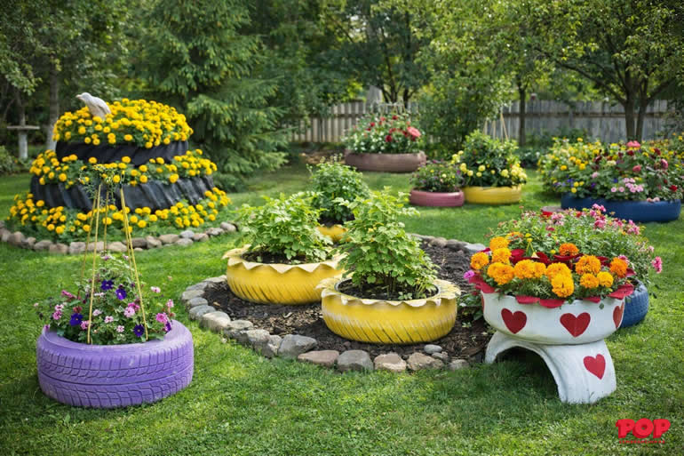 Vasos Lindos com Pneus