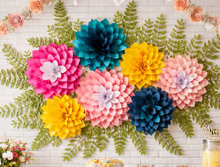 Flores de Papel para Festa - Decoração