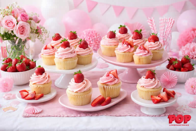 Cupcakes de Morango Decorados