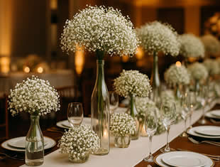Decoração com FLores na Mesa