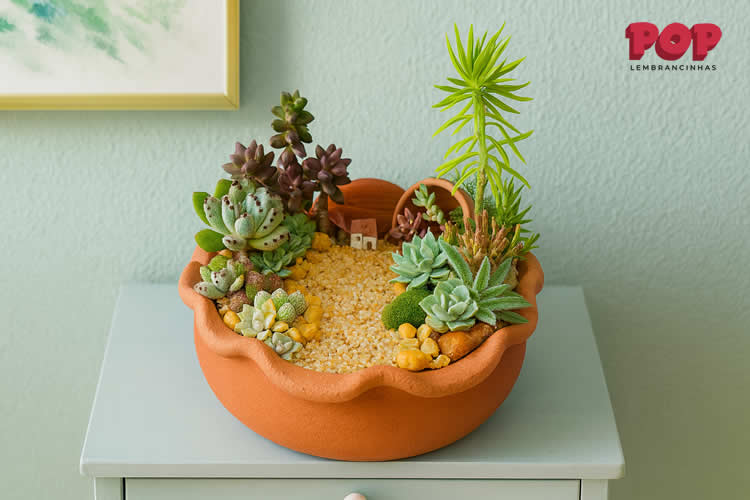 Mini Jardim de Suculentas e Cactos
