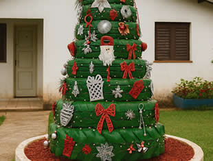 Árvore de Natal com Pneus