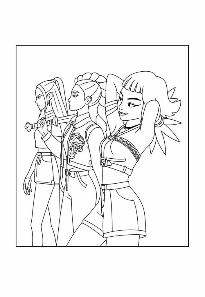 Desenho Guerreiras do K-Pop para colorir