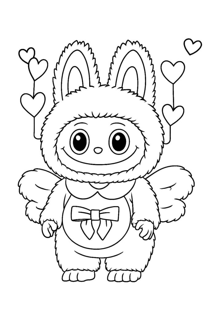 Desenho Labubu para colorir - Coração