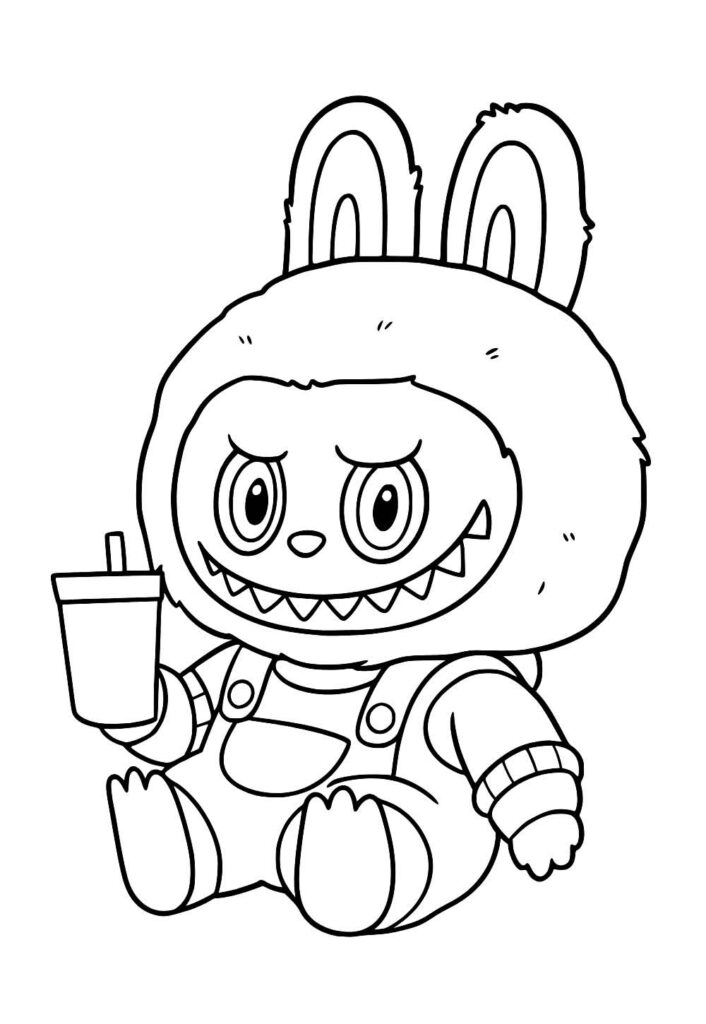 Desenho Labubu com Copo