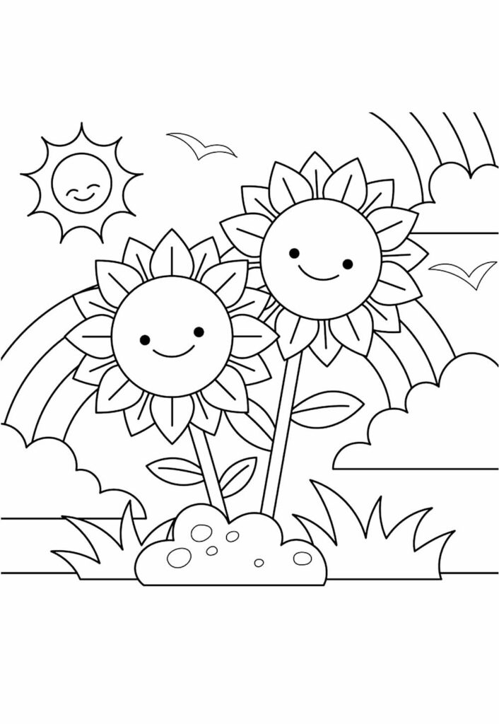 Desenhos Natureza Colorir - Flores