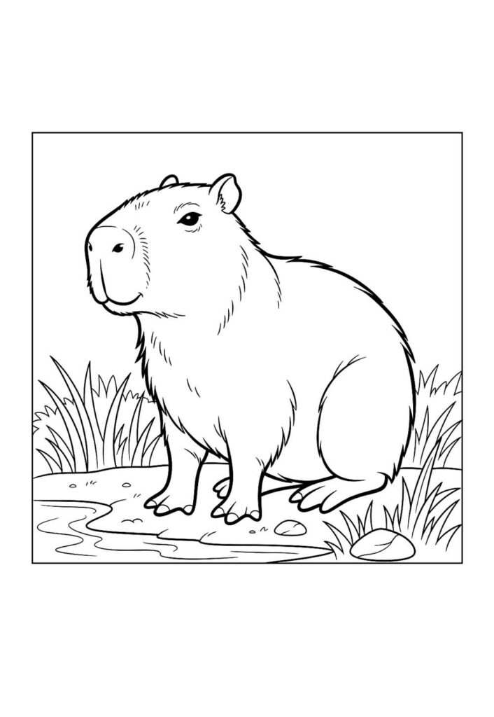 Desenho de Capivara para colorir