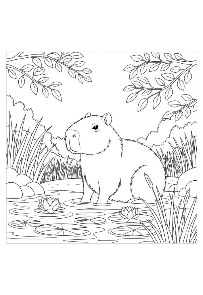 Desenho de Capivara para pintar