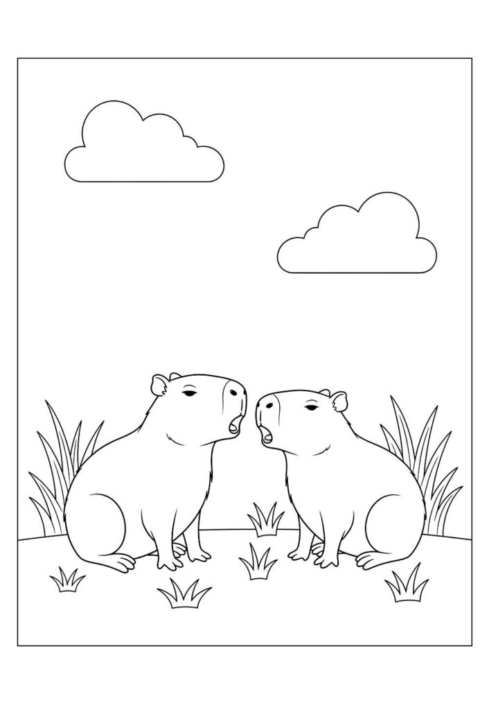 Desenho de Capivara para colorir e pintar