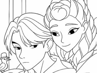 Desenhos de Rumi e Jinu para colorir