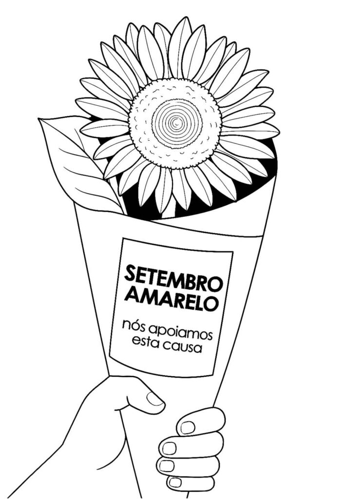 Desenho de Girassol de Setembro Amarelo para colorir
