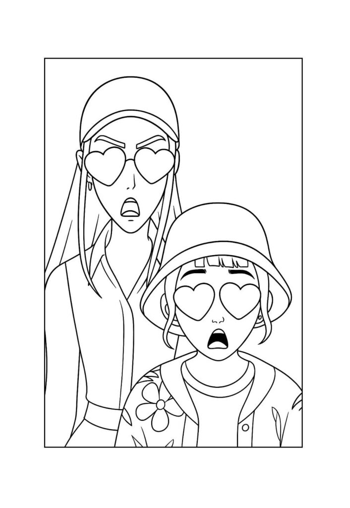 Desenho da Mira e da Zoey - Guerreiras do K-Pop