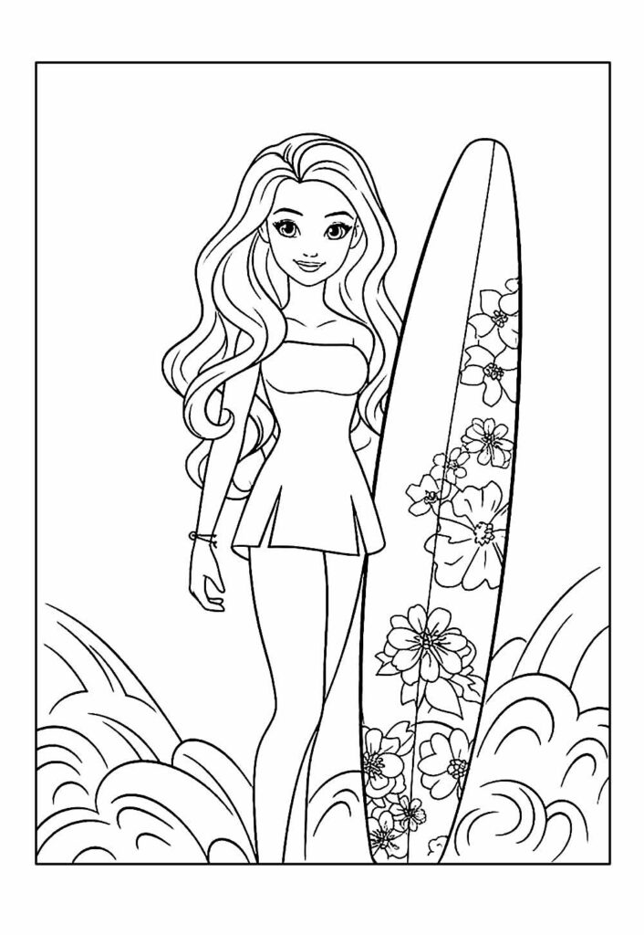 Desenhos de Babrie Surfista para pintar