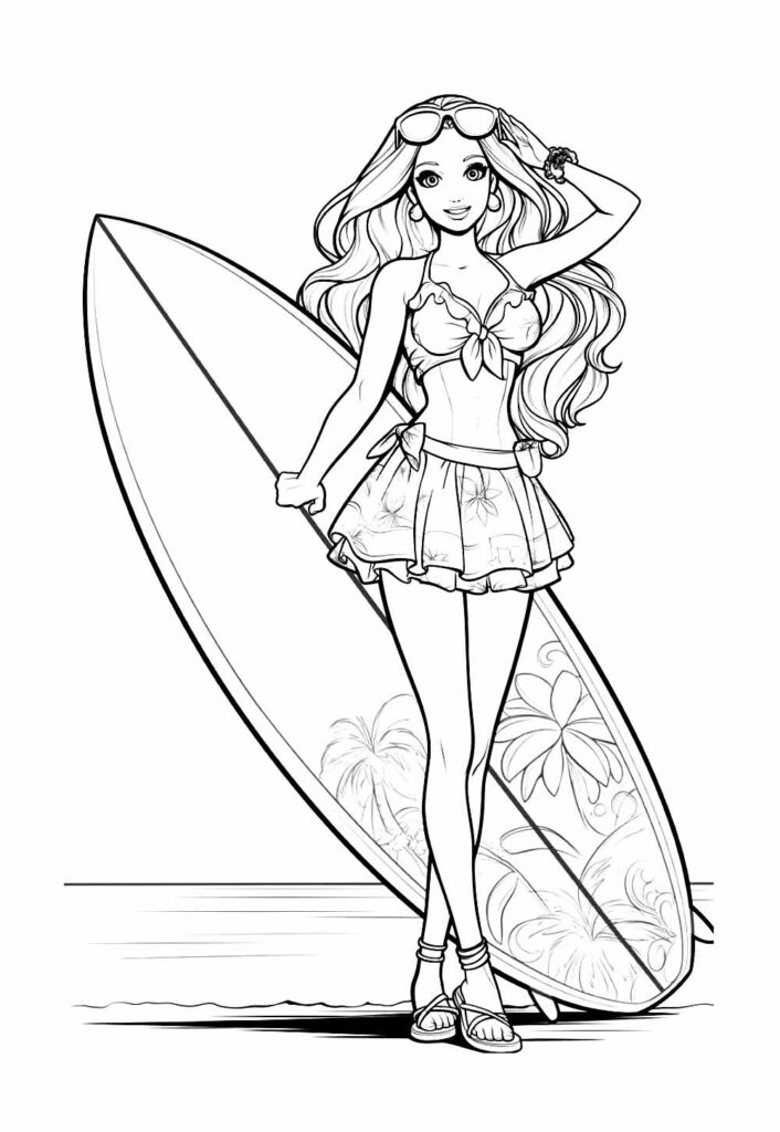 Desenho Barbie Surf Colorir