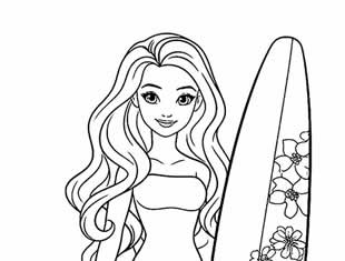 Desenhos de Babrie Surfista para colorir