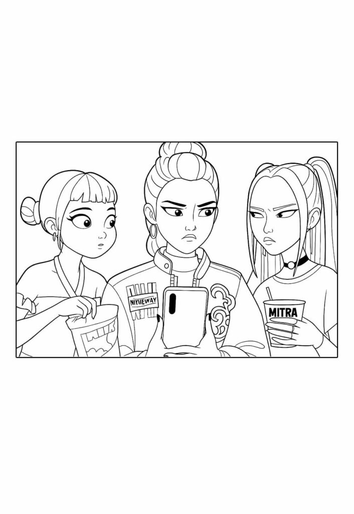 Desenhos de HUNTR/X para colorir - Zoey, Rumi e Mira