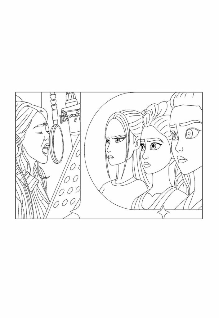Desenhos de HUNTR/X para colorir - Guerreiras do K-Pop