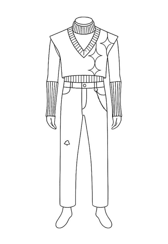 Desenho da Roupa de Mystery Saja