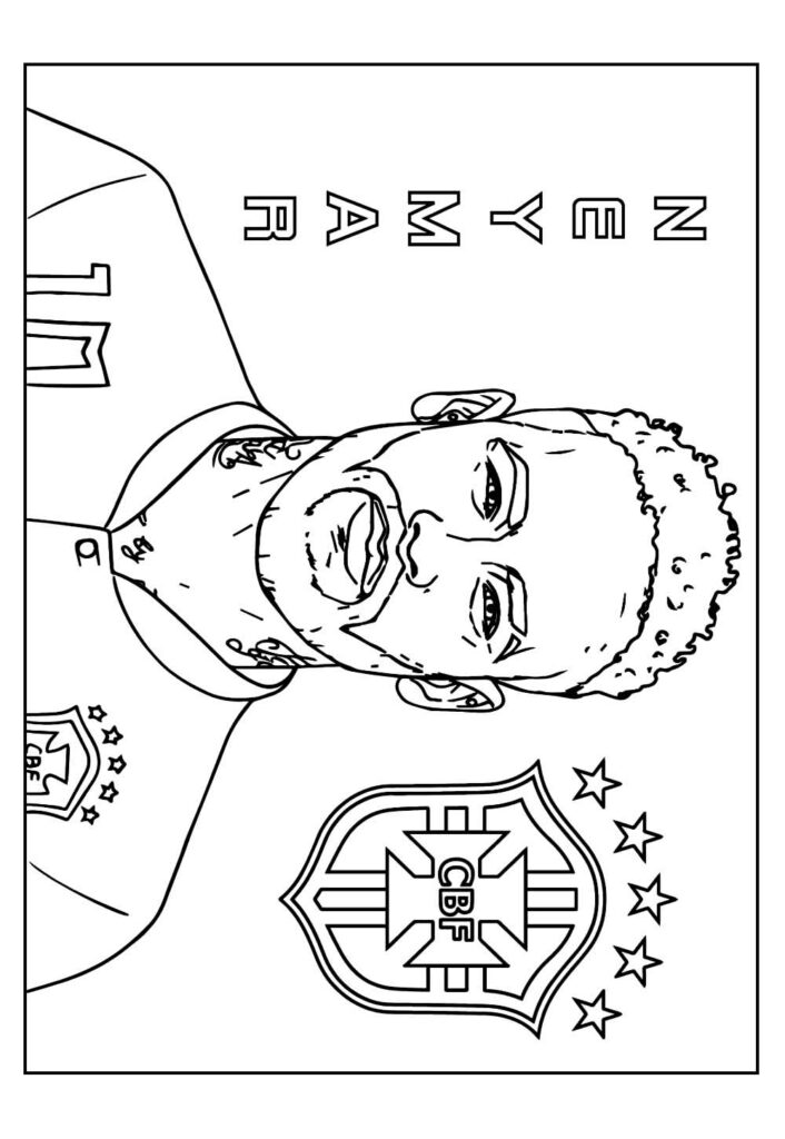 Desenho de Neymar na Seleção para colorir