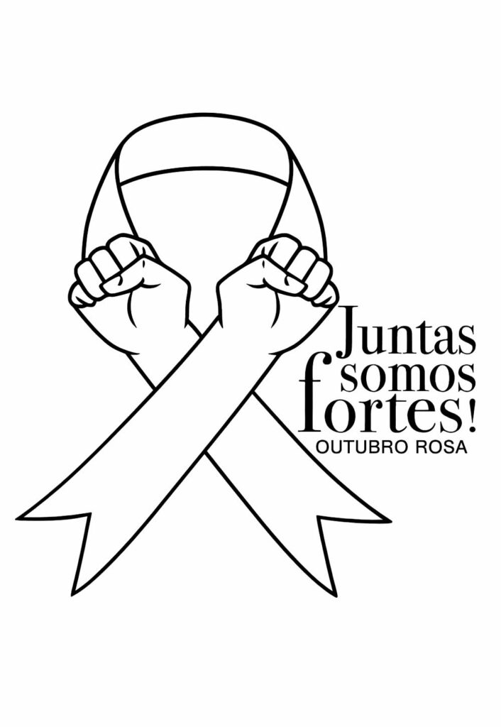 Desenho de Outubro Rosa para colorir