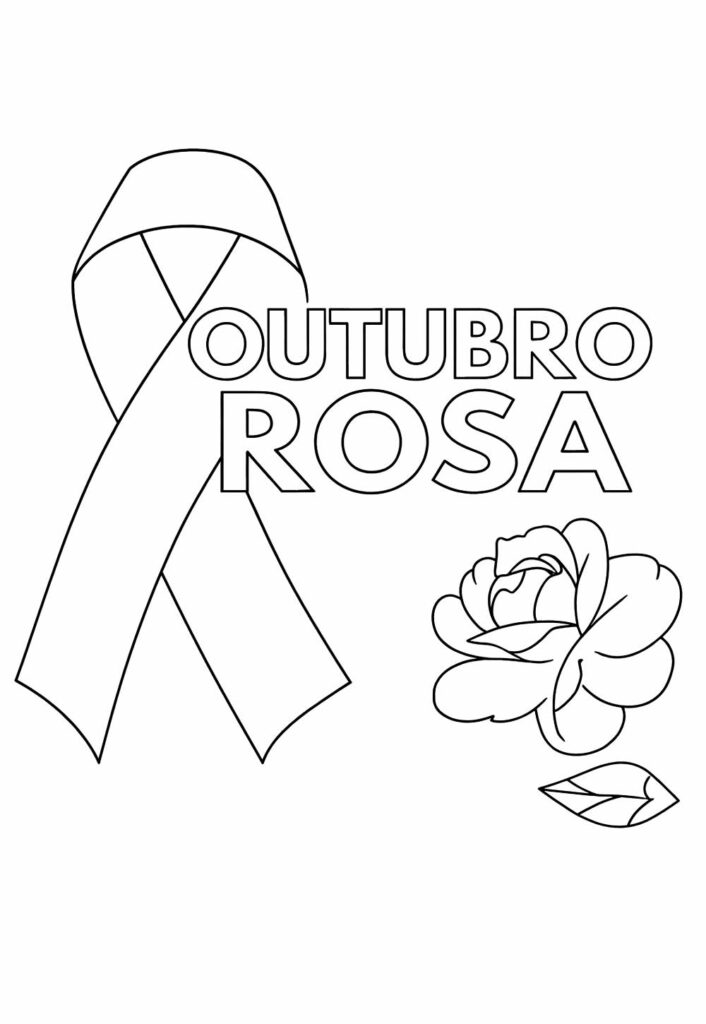 Desenho do Outubro Rosa para colorir