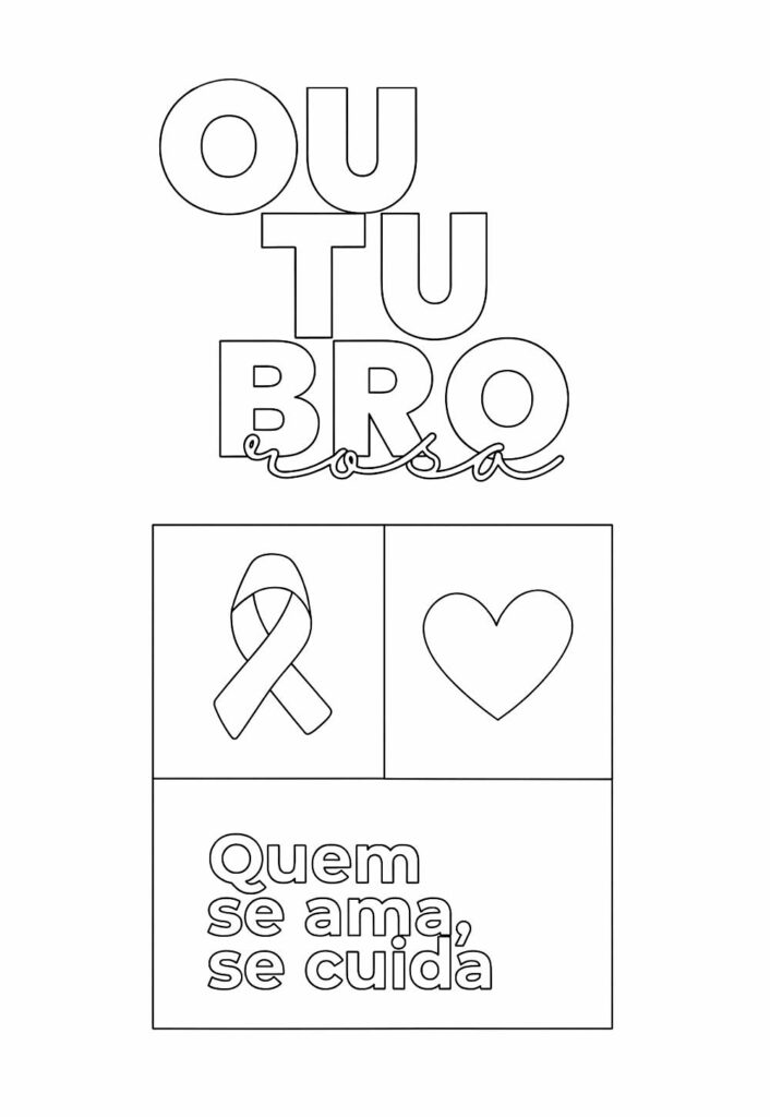 Desenho do Outubro Rosa para colorir
